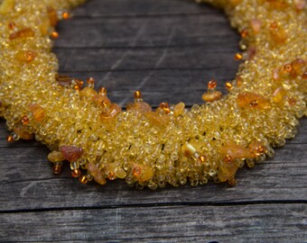 Yellow Beaded Necklace Natural Amber Sunshine Necklace Collier d'ambre Jaune Collana Ambra Gialla collar de ámbar amarillo Ожерелье Янтарь