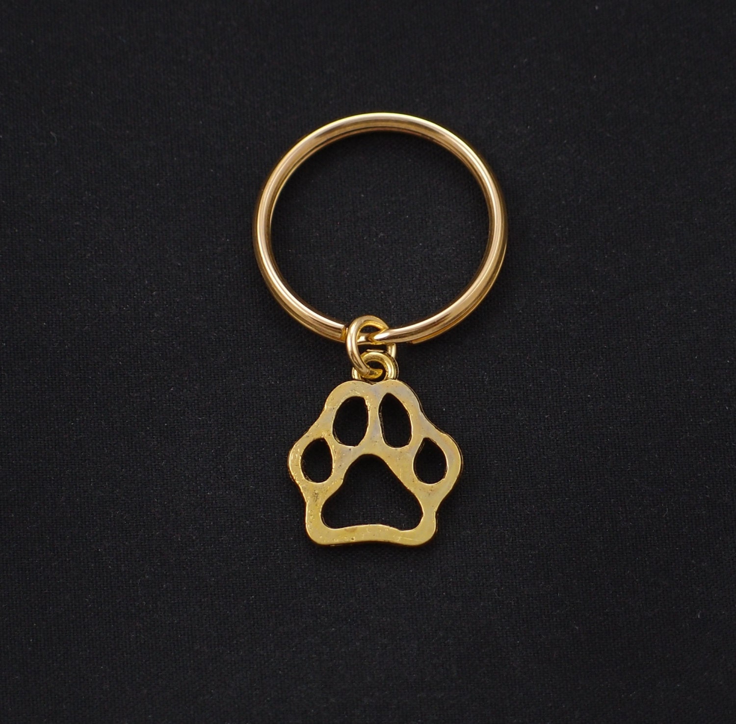 dog paw keychain gold paw charm keyring pet jewelry animal