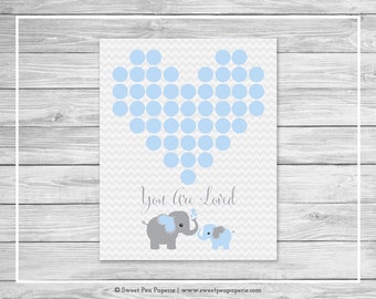 Elephant Baby Shower Guest Book - Printable Baby Shower Guest Book - Blue and Gray Elephant Baby Shower - Baby Shower Guest Book - SP102
