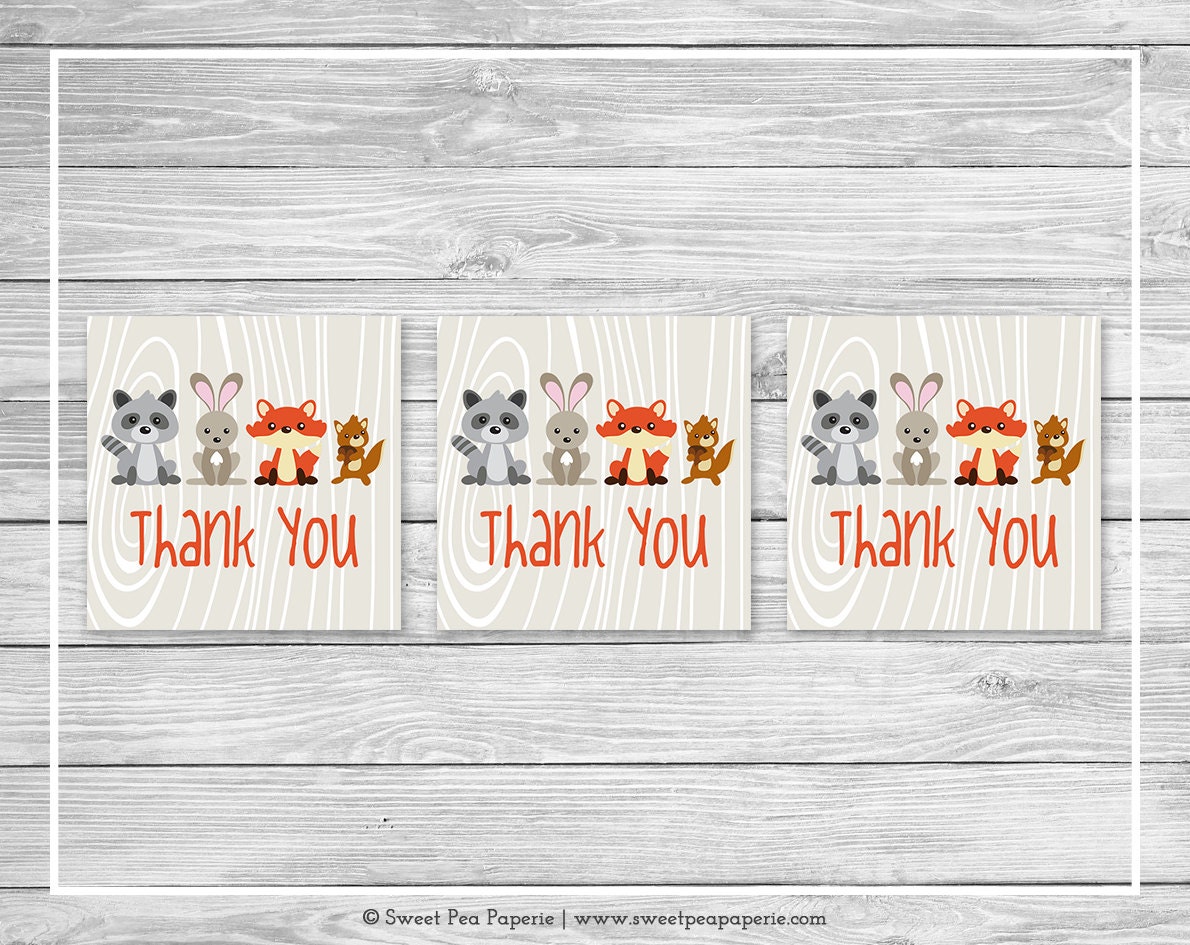 Woodland Animals Baby Shower Favor Thank You Tags Printable