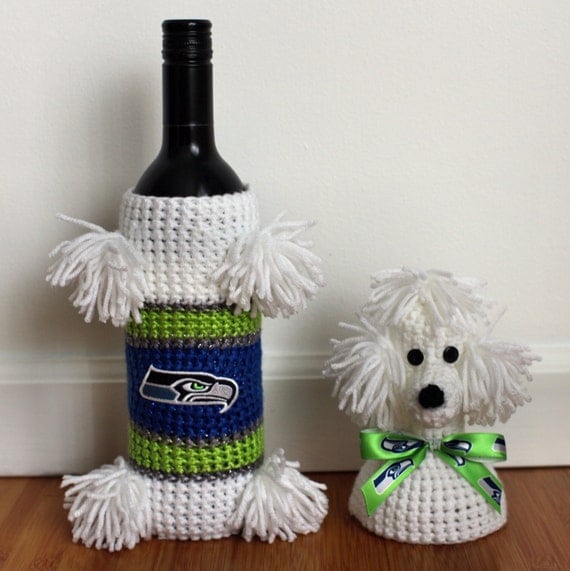 Crochet Poodle Wine Bottle Covers Crochet Seattle Seahawks