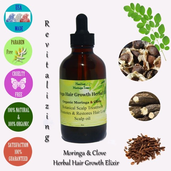 4oz Moringa Clove Hair Growth Elixir Herbal Scalp Oil 0730