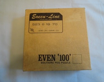 Vintage Game Even '100' Solitaire Peg Puzzle By Are-Jay Game Company