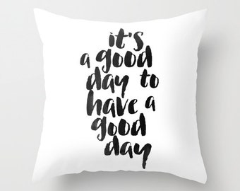 Throw Pillow Cover Modern Home Decor Teen Room Black White Gift Typography Pillow 18x18 Handwriting Typography Quirky Word Pillow Covers