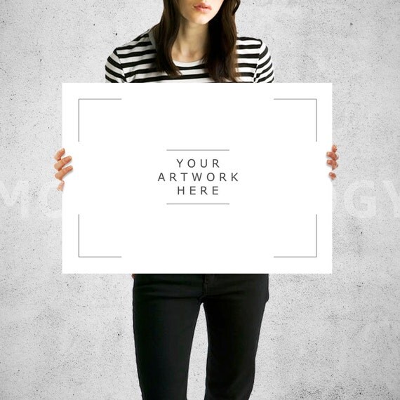 Download A3 A1 Horizontal Paper Mockup Girl Holding Poster Mockup