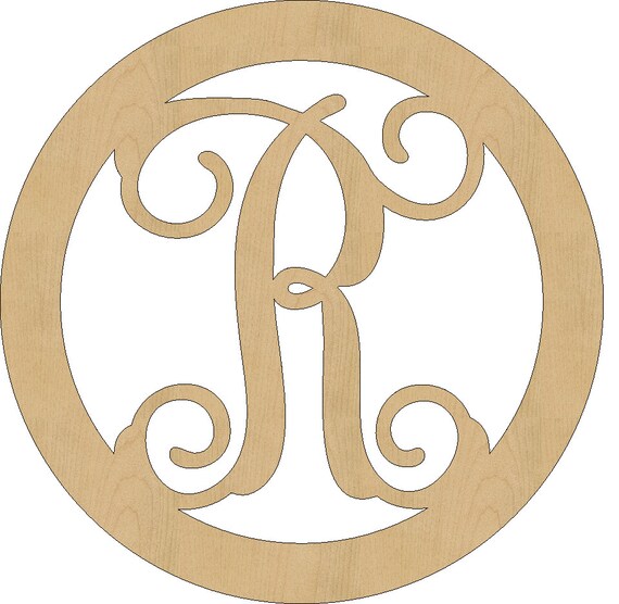 Unfinished Wooden Monogram Single Letter Initial Circle