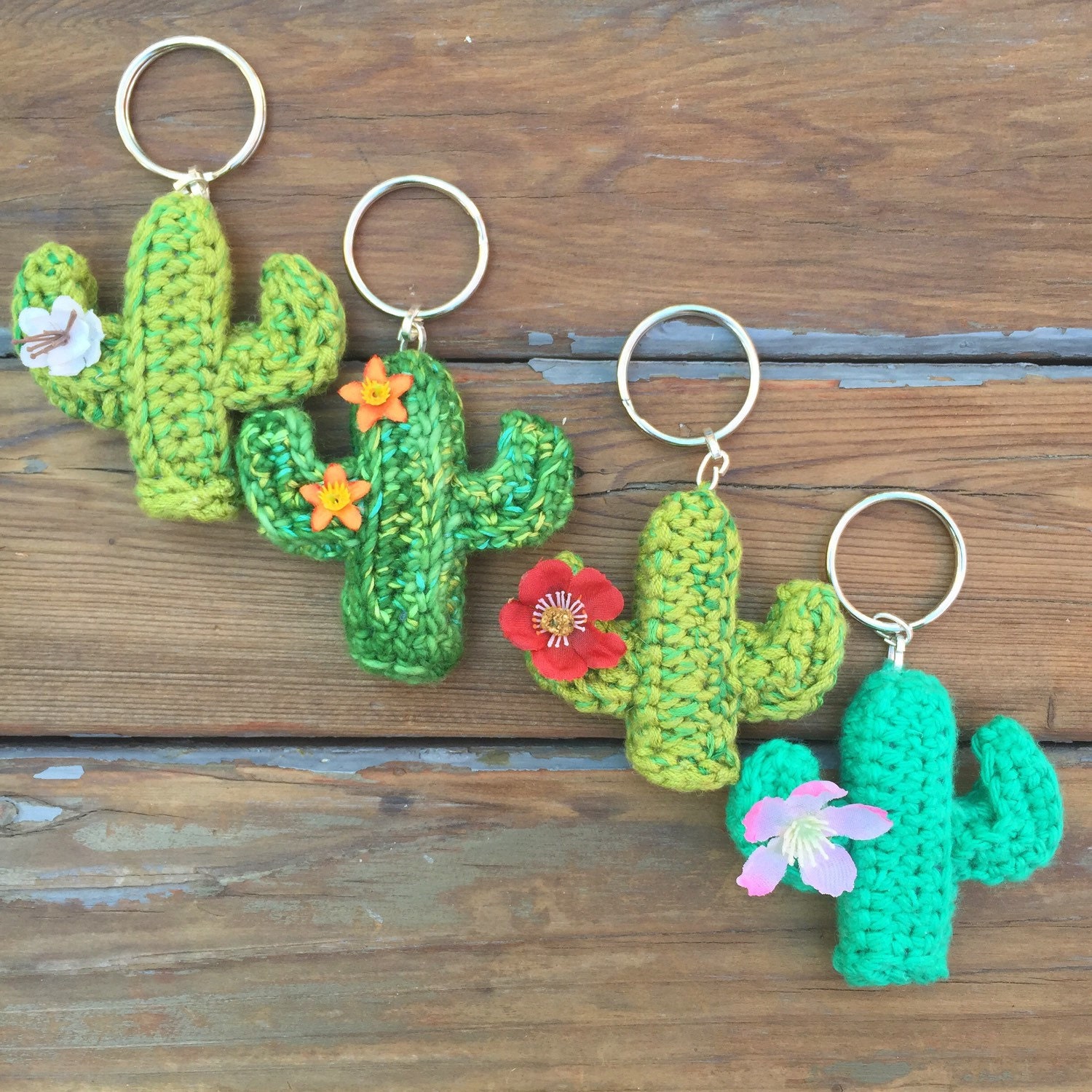 Crochet Cactus Keychain or Magnet Handmade unique gift that