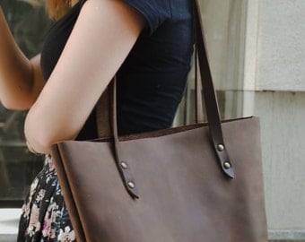 Brown leather tote bag leather tote purse leather shoulder bag leather handbag women's leather tote notebook tote bag for laptop gift