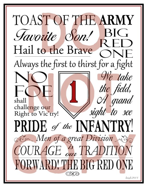 Big Red One Division Song Poster UNFRAMED