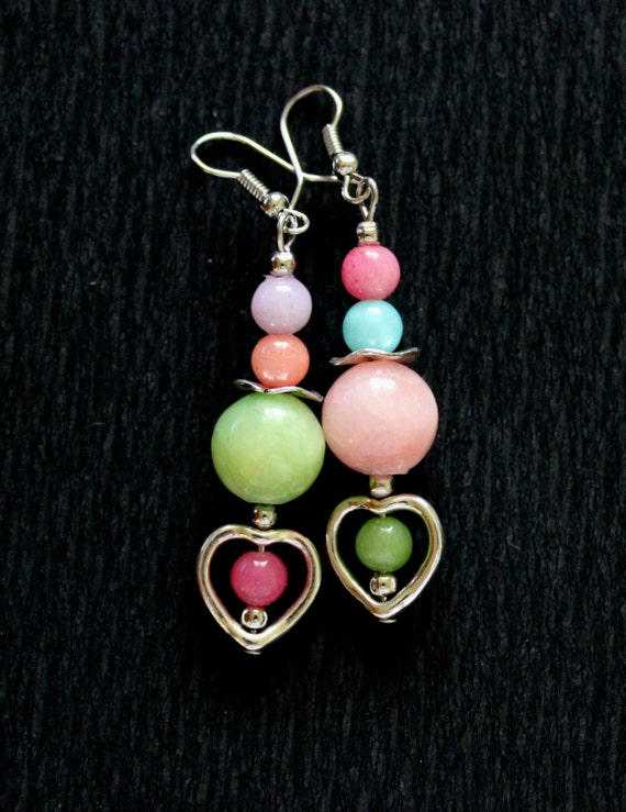 Colorful Earrings Cute Earrings Teen Earrings Heart