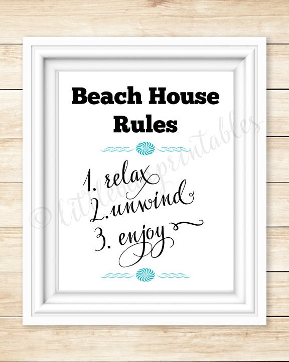 Beach House Rules wall art instant download printable beach