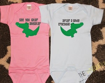 Twin Boy Girl Gift 2 Piece Set Boy Girl Twin Gift Set Later Alligator