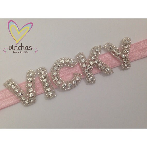Name headband rhinestone letters letters headband initial