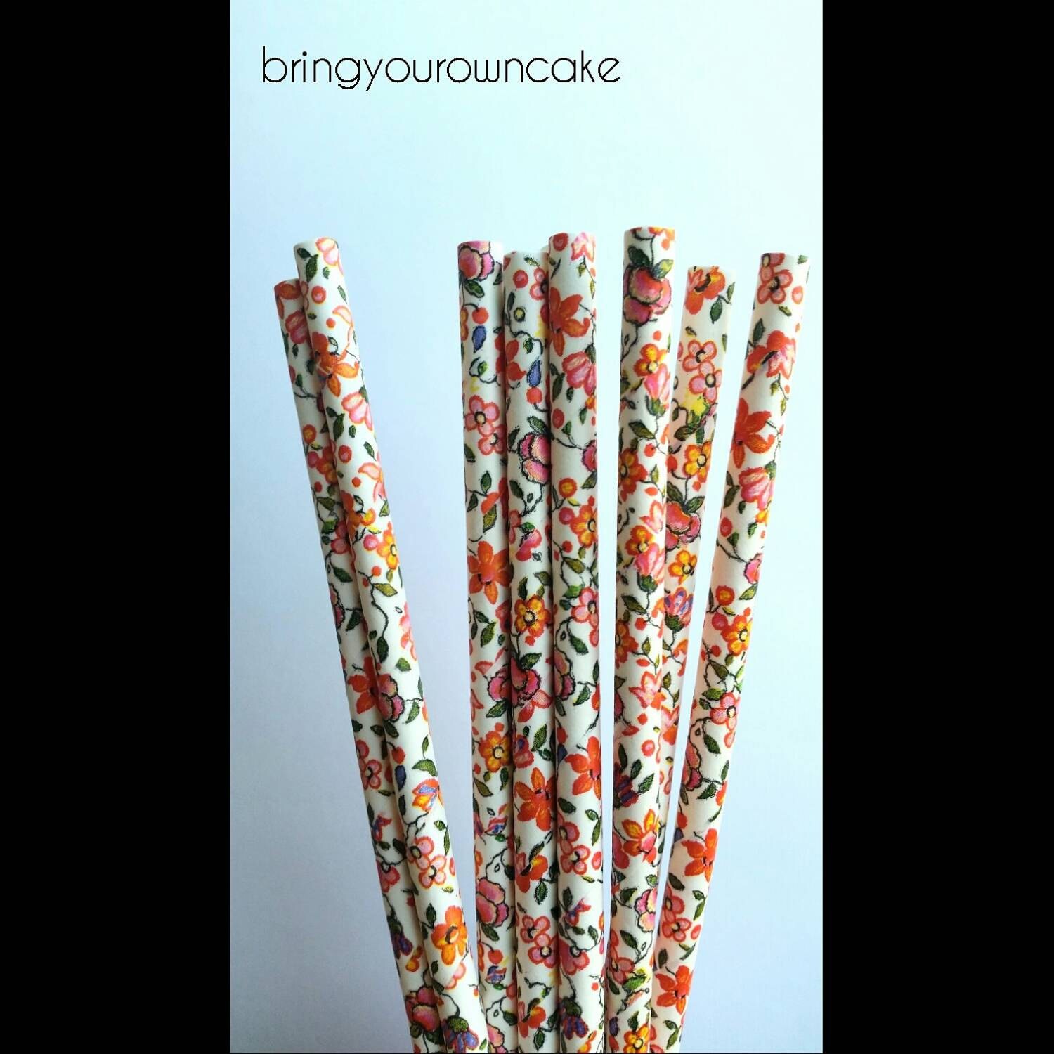 Floral paper straws country chic party supplies flower