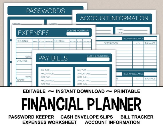 Financial Planner & Information Printable by Planning4Pennies