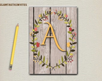 Monogram Art Nursery Letter Print Girl, Wall Decor, floral printable flower calligraphy monogram, Initial, Any Letter, Any Colors, Digital