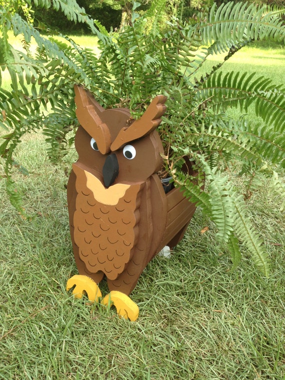 Items similar to Wooden Animal Planter - Owl on Etsy