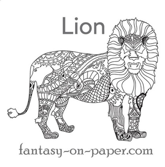 lion coloring page by fantasyonpaper on etsy