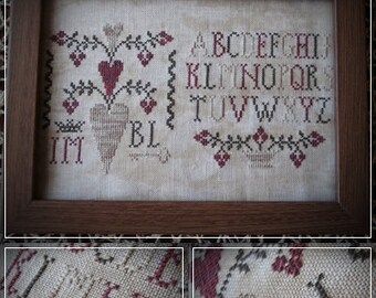 Primitive Hearts / Cross stitch pattern