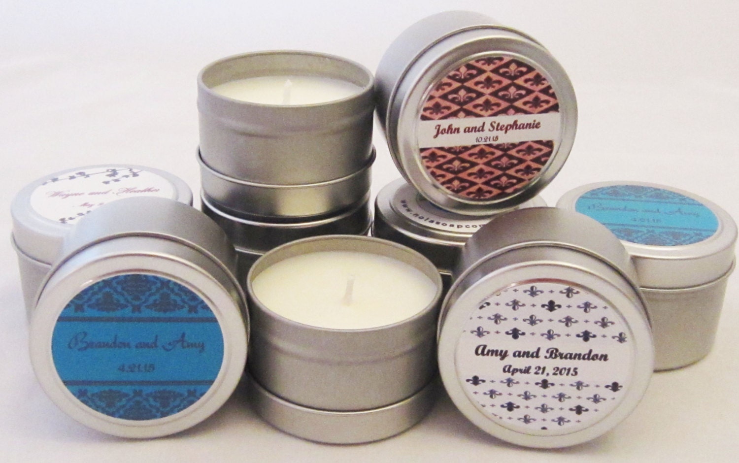 Scented Soy Candle Metal Tins 4 oz Set of 10 by