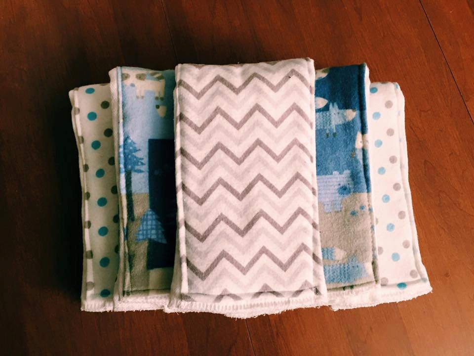 Blue Woodland Burp Cloths Set of 5