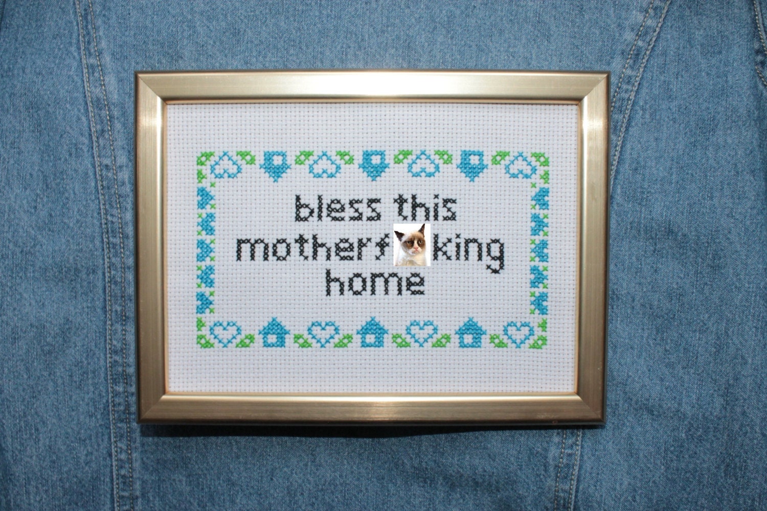 FINISHED Bless this mother ucking home cross stitch rude