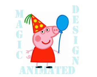 Peppa Pig Machine Embroidery Design in 4 sizes ---Instant download---