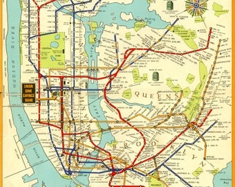 New york subway map | Etsy