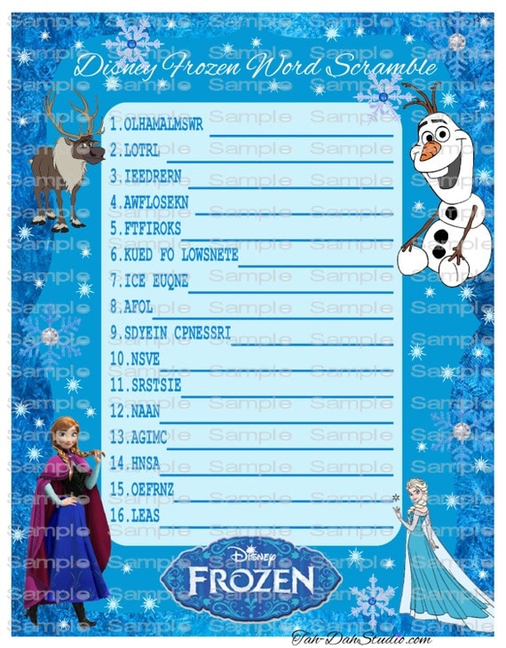 disney frozen word search