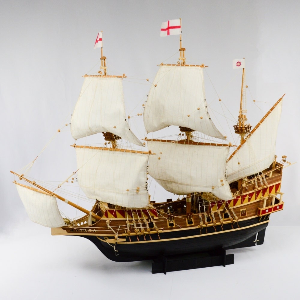 Large Model Ship Golden Hind Warship Sailing by HANDMADEGROUP