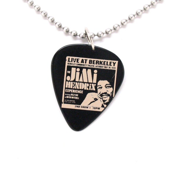 Jimi Hendrix Necklace Guitar Pick Music Rock Hippie 60's
