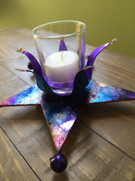 Upcycled Star Metal Candle Holder With By Geminimoonmosaics 