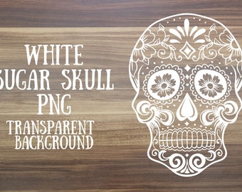 White sugar skull clip art image - transparent background - Instant download digital clip art