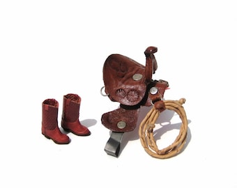 Cowboy Western Dollhouse Leather Horse Saddle Boots 1:12 Scale Miniatures 1990s Vintage