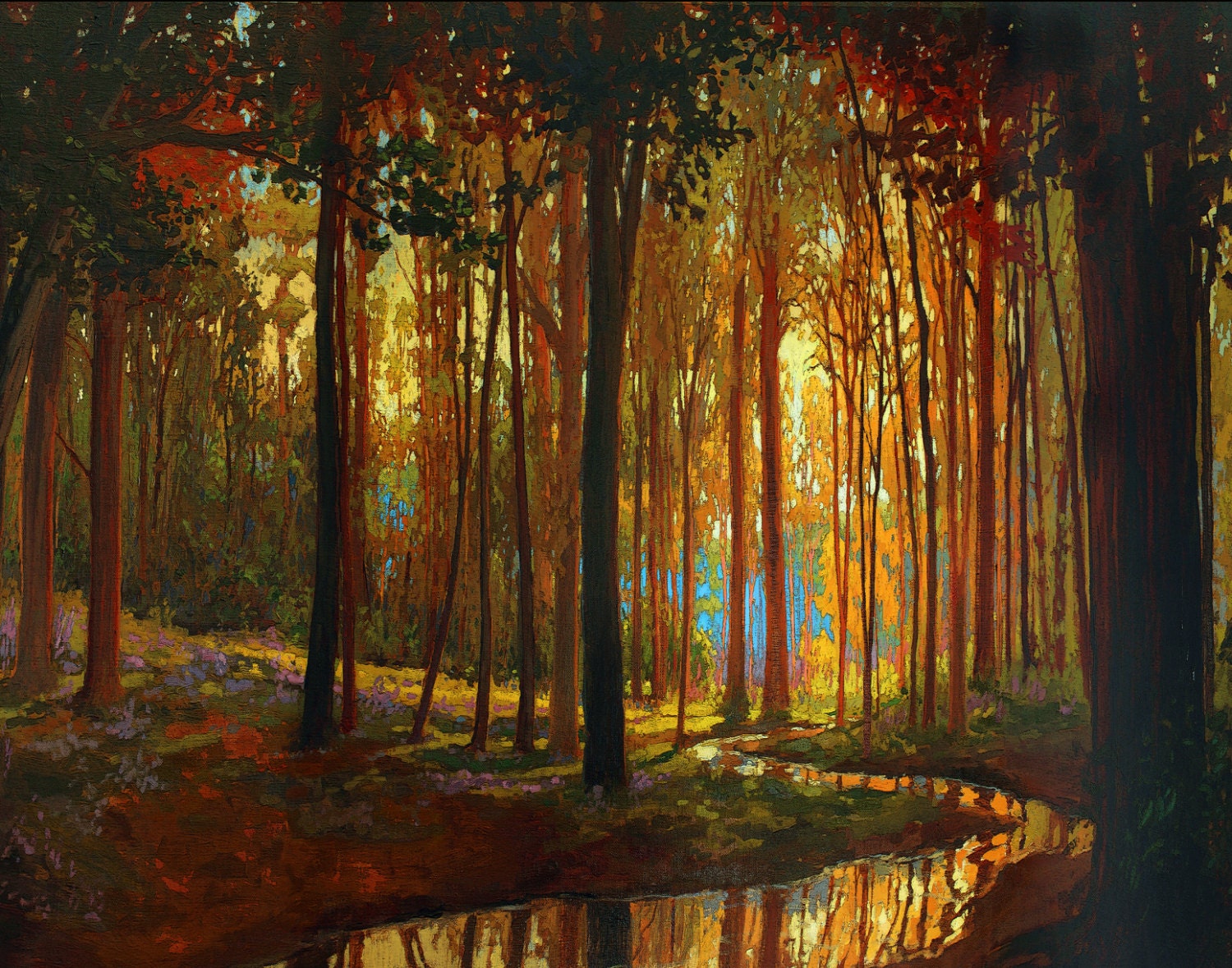 Creekside Giclee Fine Art PRINT of Original Painting matted