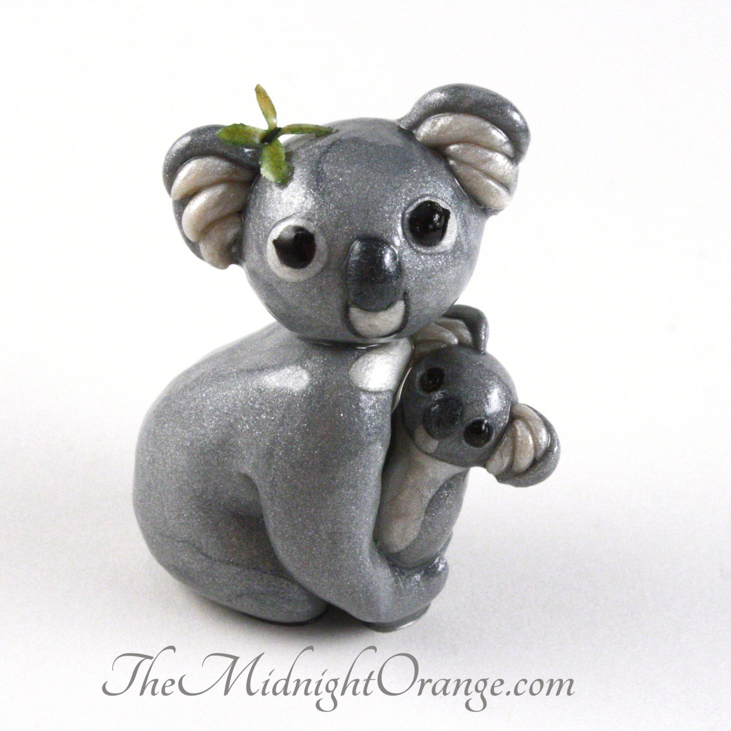 Clay Koala Mother and Baby hand sculpted animal keepsake