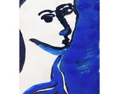 Mid Century Painting -vintage portrait, abstract, figural, picasso