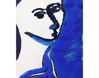 Mid Century Painting -vintage portrait, abstract, figural, picasso