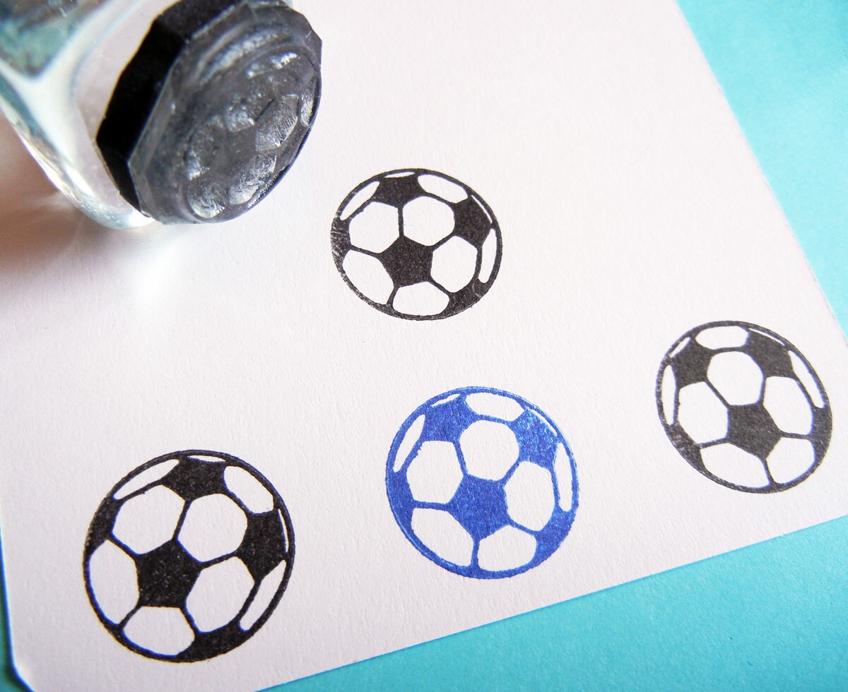 Tiny Soccer Ball Sports Rubber Stamp Handmade by