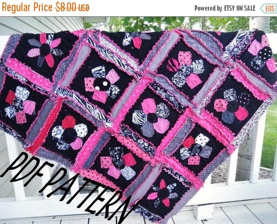 Flower Applique Rag Quilt Pattern by A Vision to Remember