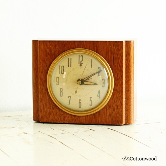 Vintage wood alarm clock wood General electric by OldCottonwood