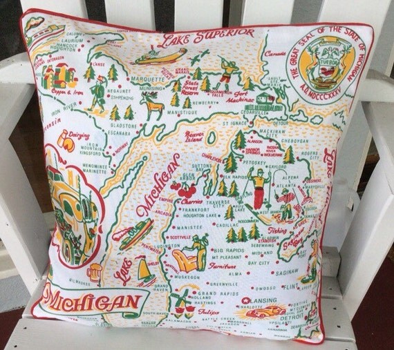 Michigan Pillow Cover 18 Retro Michigan State Pillow