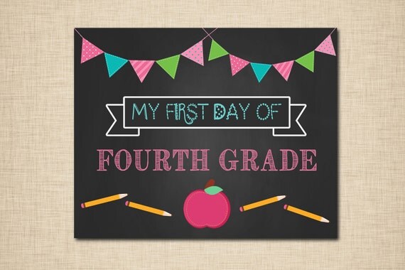 Items Similar To First Day Of School Printable Fourth Grade Sign 