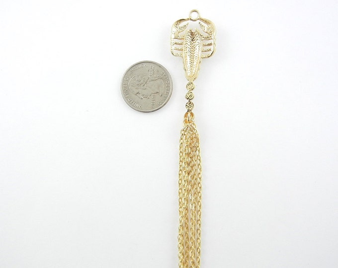 Gold-tone Scorpion Tassle Pendant Rhinestones