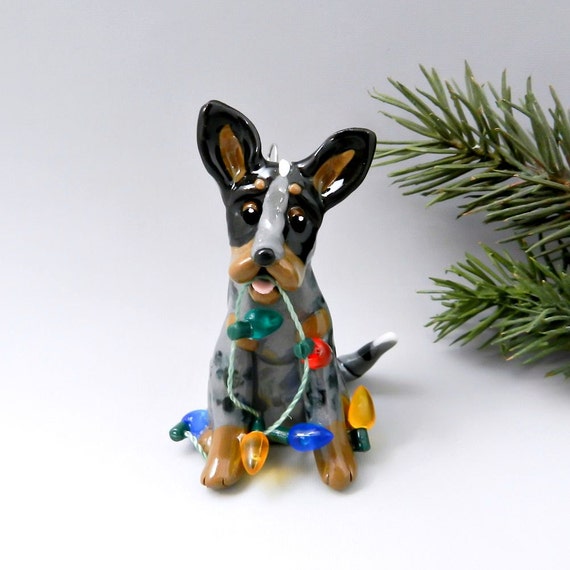 Blue Heeler Dog Christmas Ornament Figurine by TheMagicSleigh