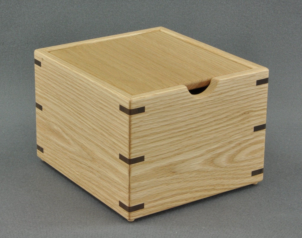 Wooden Recipe Box for 4x6 Recipe Cards Oak with Oak Lid