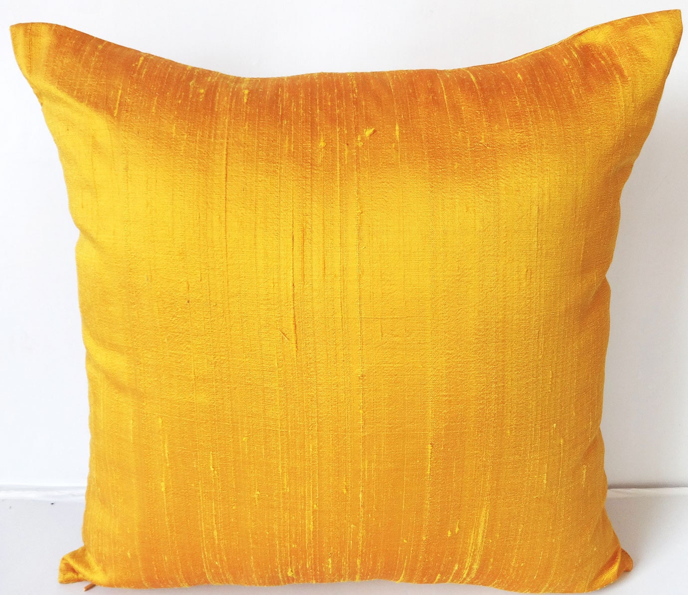 Sun set yellow dupioni silk throw pillow. shiny bright