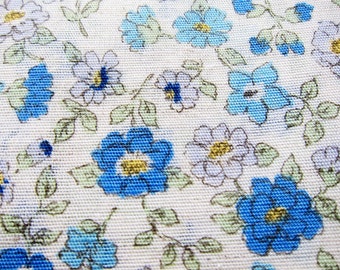 Japanese Cotton Linen Blend - Floral in Blue - Fat Quarter LIMITED YARDAGE