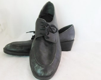 Winona - vintage black leather menswear oxfords 8.5 9 M