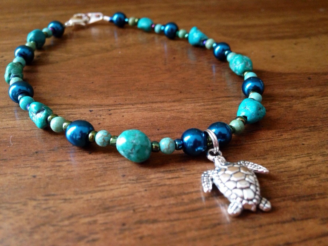 Turtle anklet turtle jewelry aquatic handmade jewelry